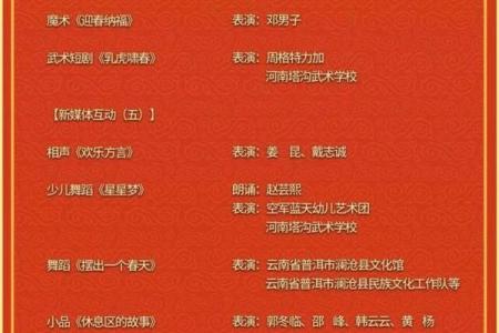 春节联欢晚会节目单2022