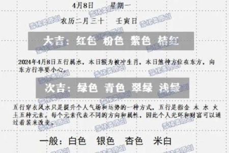 2025年4月8日今日五行穿衣颜色大吉