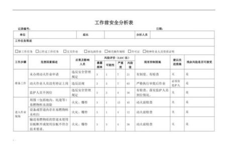 动土作业安全分析表
